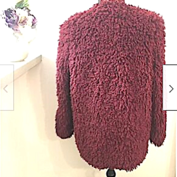 Fashion Nova Women's Shaggy Coat Fuzzy Burgundy XS - Picture 2 of 10